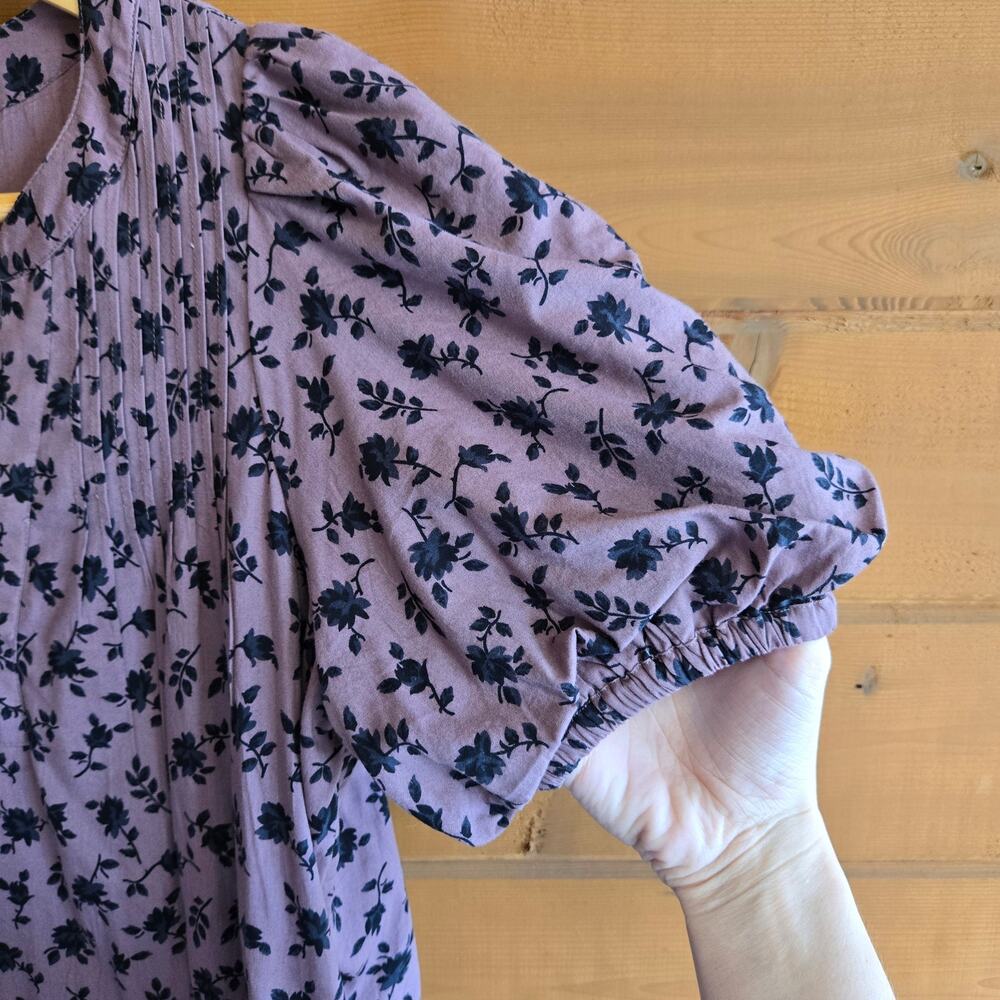 Madewell Tillie Dress Mini Shadow Blooms Fig Puff Floral XS Boho Prairie Fall - Picture 4 of 6